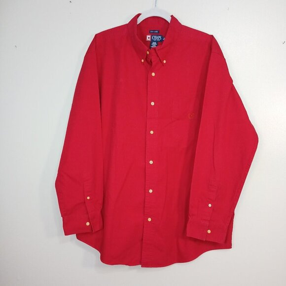 MENS CHAPS EASY CARE VARMOUTH RED BUTTON DOWN, SIZE 18 XL - Picture 1 of 5